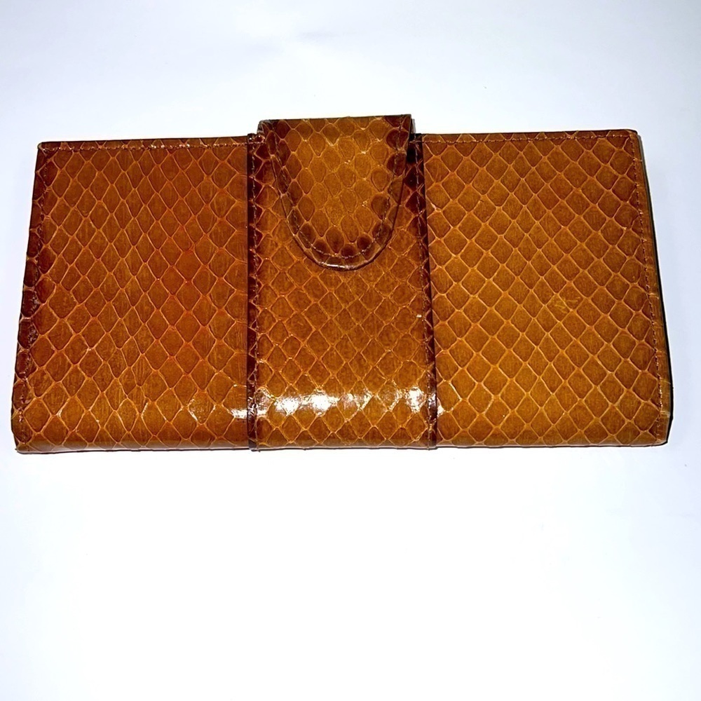 St Tropez Snakeskin Long Bifold Kisslock Clutch Wallet